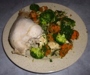 Dinde et légumes en cuisson vapeur